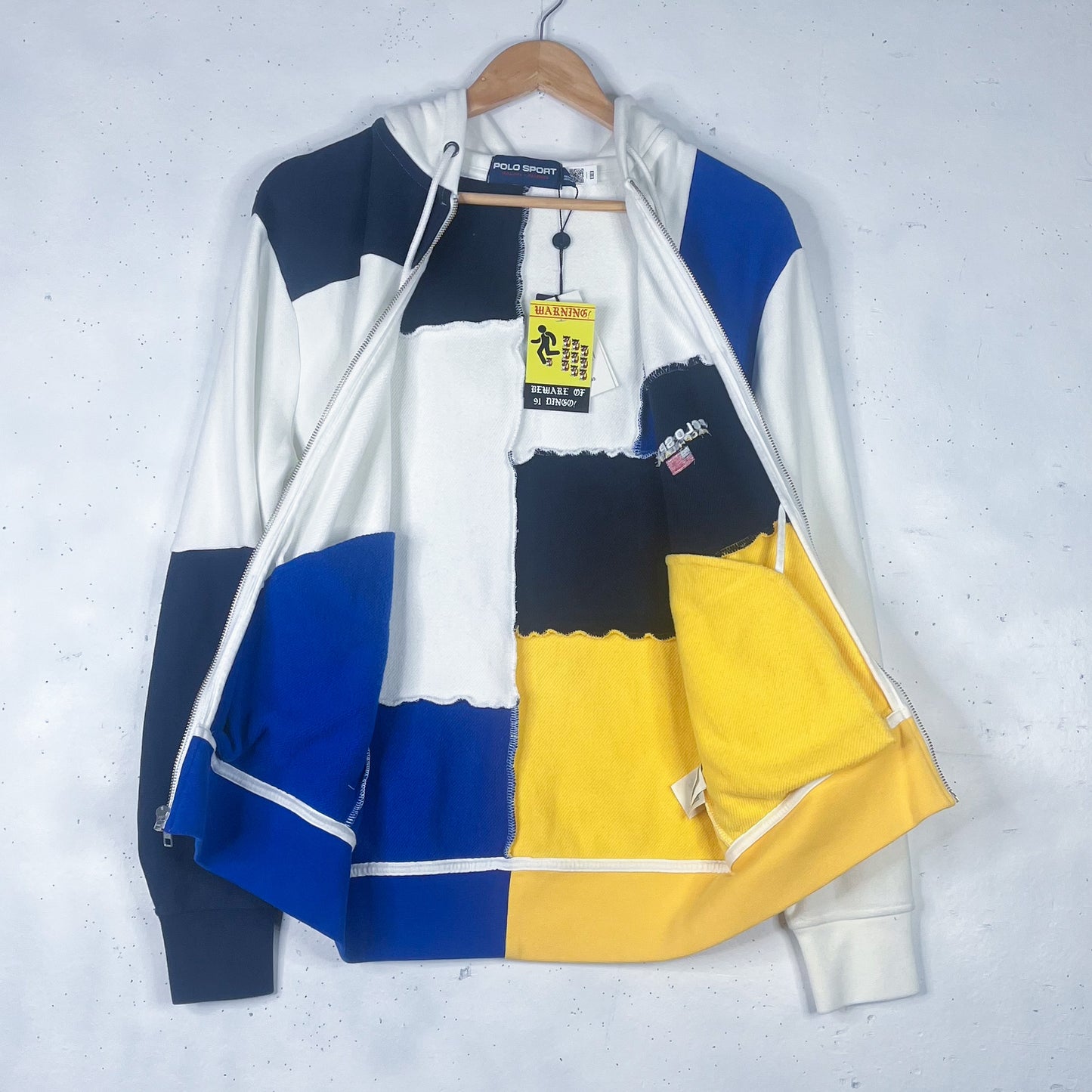 Ralph Lauren Colour Block White/Yellow/Blue Zip Hoodie (S)