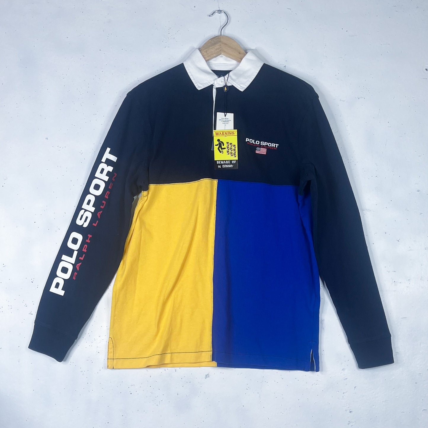 Ralph Lauren Polo Sport Colour Block Blue/Yellow Rugby New (S)