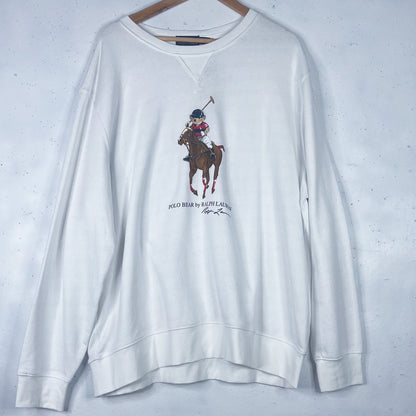 Ralph Lauren Polo Bear Jockey White Crewneck New (XXL)