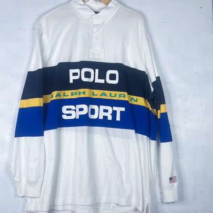 Ralph Lauren Polo Sport Big Spellout White Rugby Polo New (XXL)