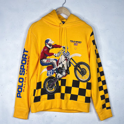 Ralph Lauren Polo Sport Motocross 1992 Yellow Hoodie New (S)