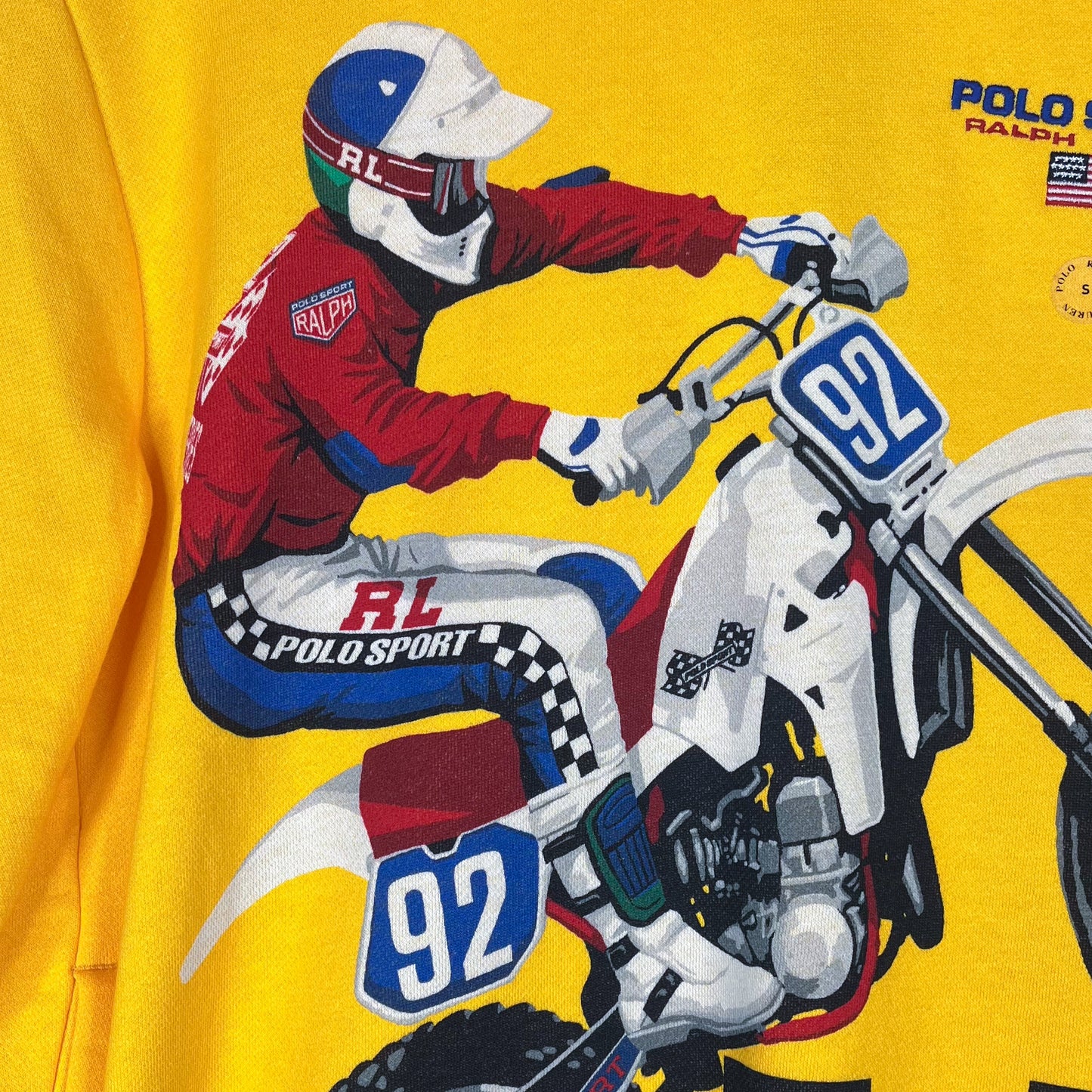 Ralph Lauren Polo Sport Motocross 1992 Yellow Hoodie New (S)