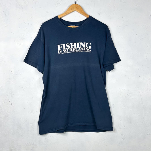 Fishing Yoga Faded Navy Tee (L)