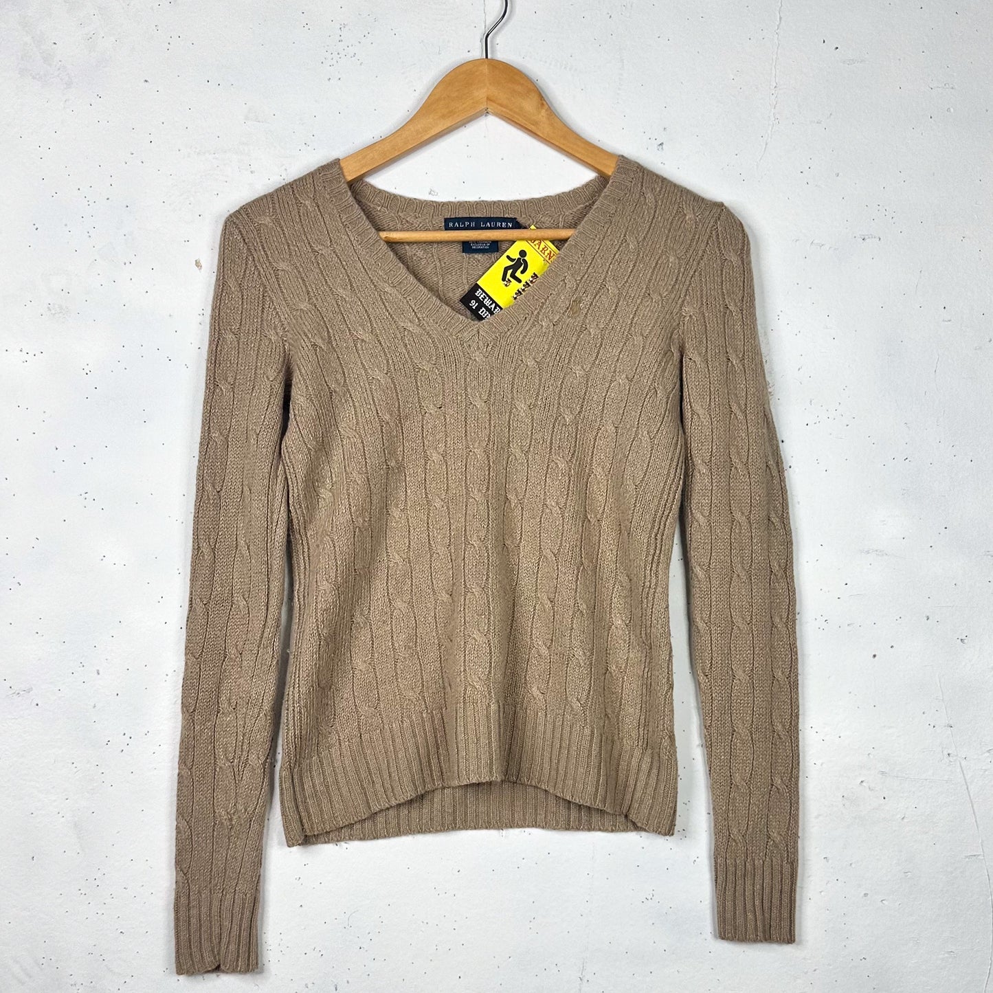 Ralph Lauren Cashmere Beige V Neck Knit (Women's M)