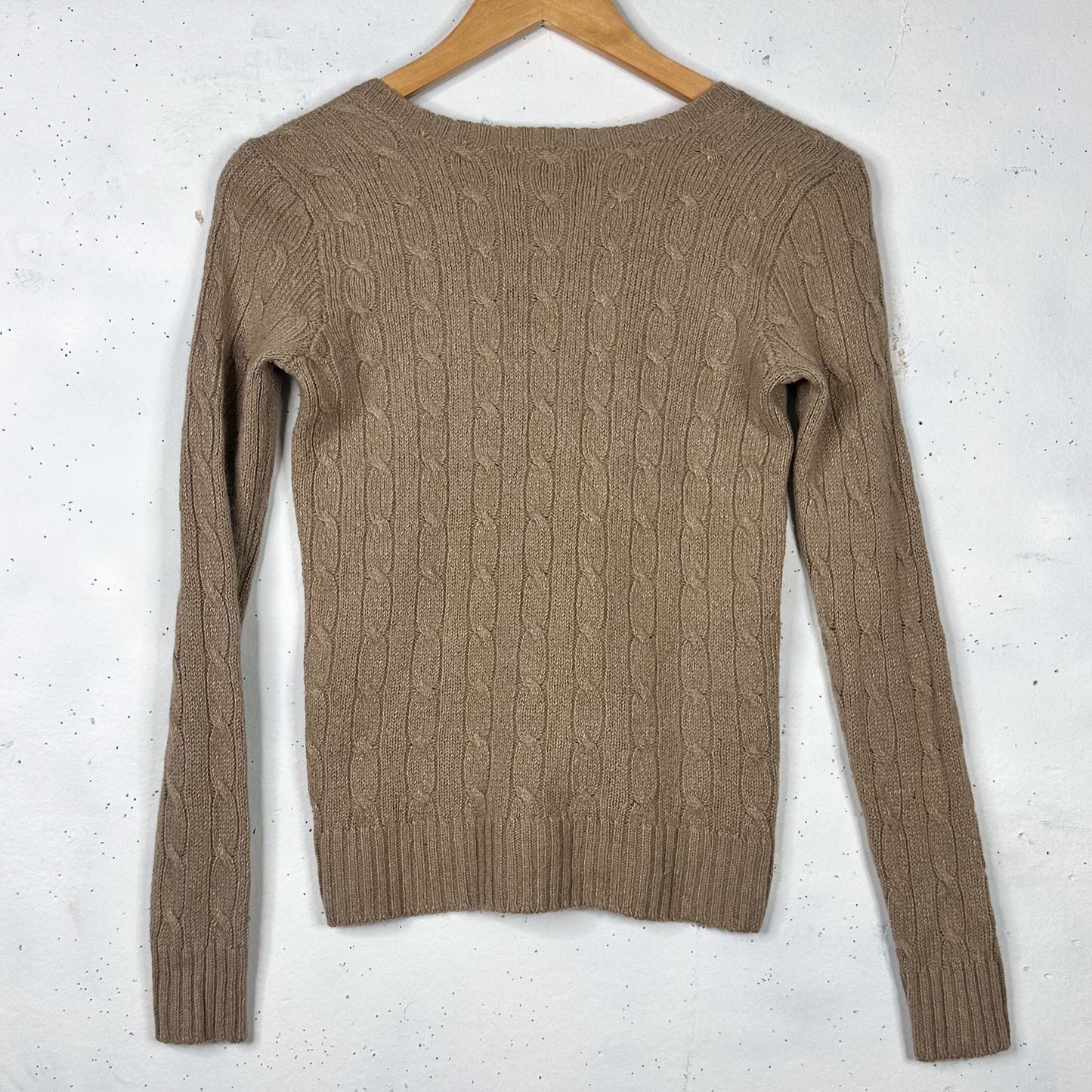 Ralph Lauren Cashmere Beige V Neck Knit (Women's M)