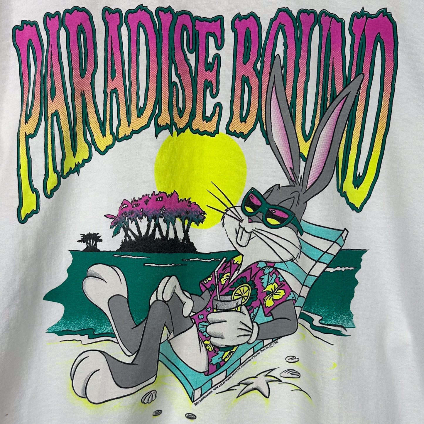 92 Paradise Bound Bugs Bunny White Tee (L)