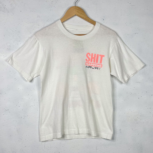 88' Single Stitch Sh*t Happens Duck Hawaii White Tee (S)