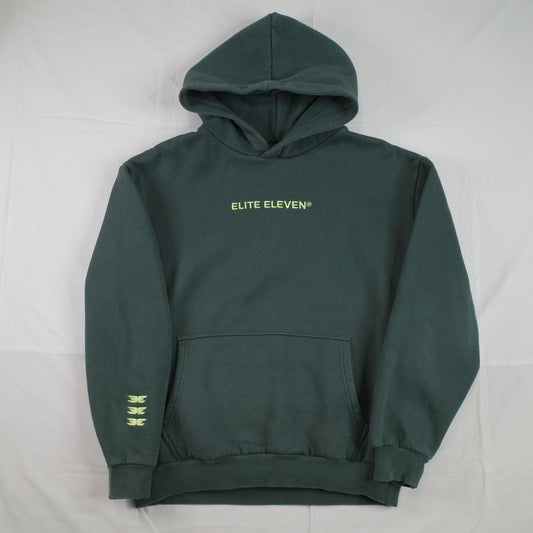 Elite Eleven Hoodie Green Neon Logo Hoodie Oversized Sweater Pullover Mens Small