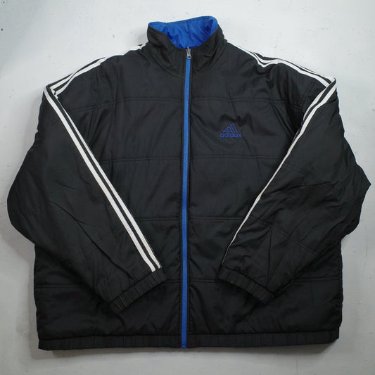Vintage Adidas Puffer Jacket Size XL Blue Black Reversible 90s Y2K