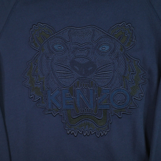 Kenzo Paris Sweater Tiger Sweatshirt Embroidered Lion Navy Crewneck Mens Large