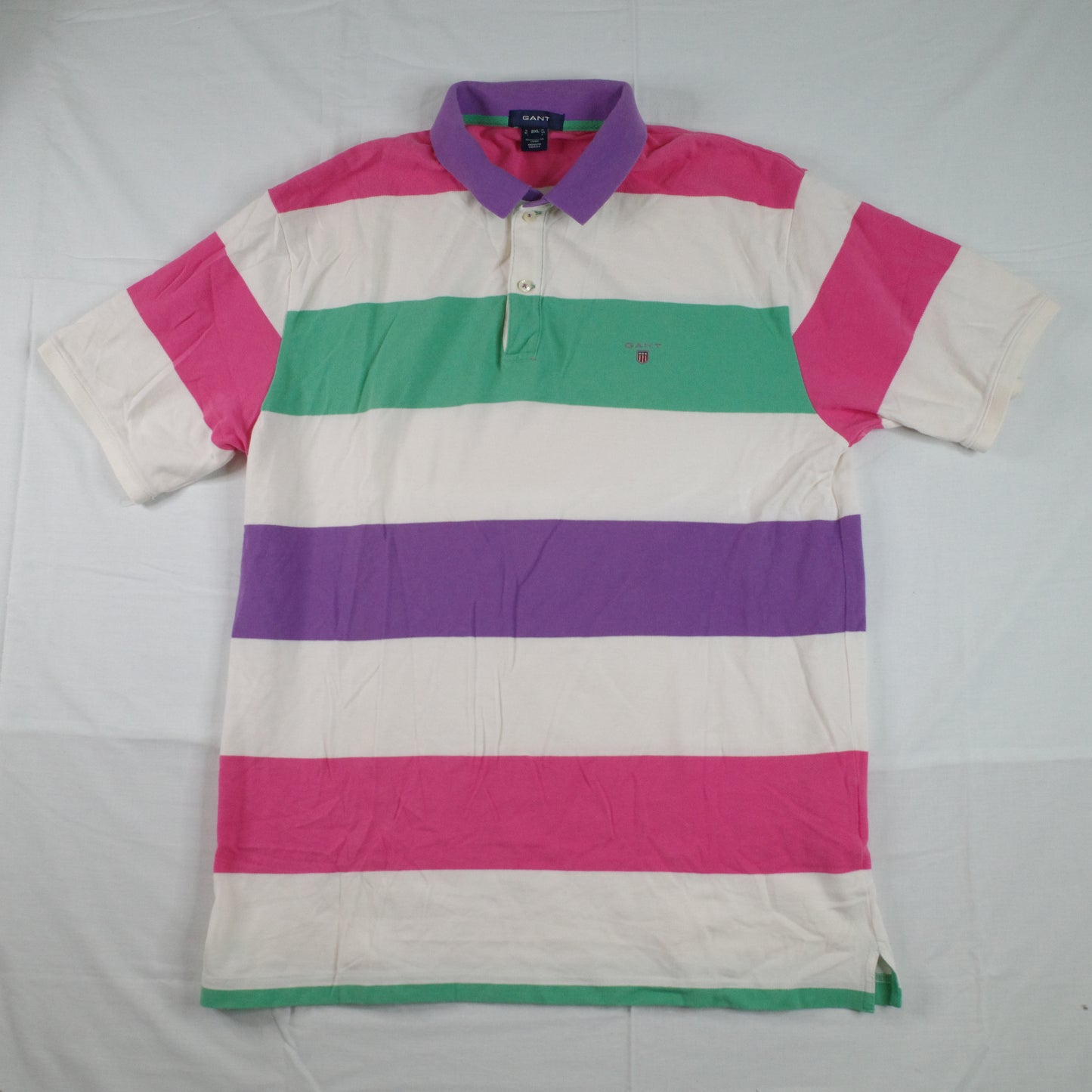 Gant Reg Fit Shield Short Sleeve Multicolored Polo Shirt Mens 2XL XXL