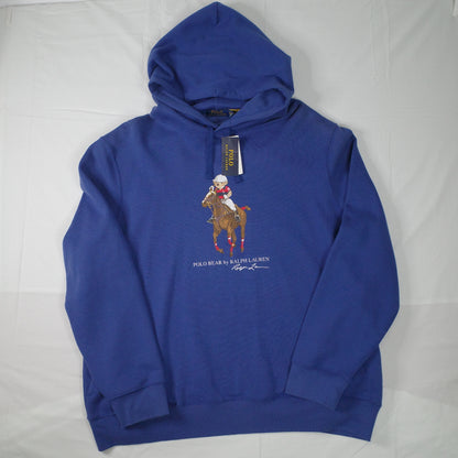 Polo Ralph Lauren Preppy Bear Polo Bear Pullover Hoodie Hooded Sweatshirt Blue Mens XXL