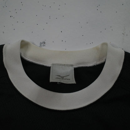 Vintage Mizuno Black Soccer Jersey Black White Ringer Short Sleeve T-Shirt Small