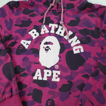 A Bathing Ape Pink Purple Camo College Pullover Hoodie Large Japan Fit