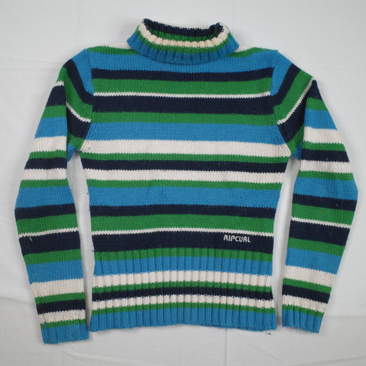 Vintage Rip Curl Girl Turtle Neck Knit Sweater Cardigan Womens 8