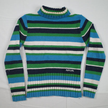 Vintage Rip Curl Girl Turtle Neck Knit Sweater Cardigan Womens 8