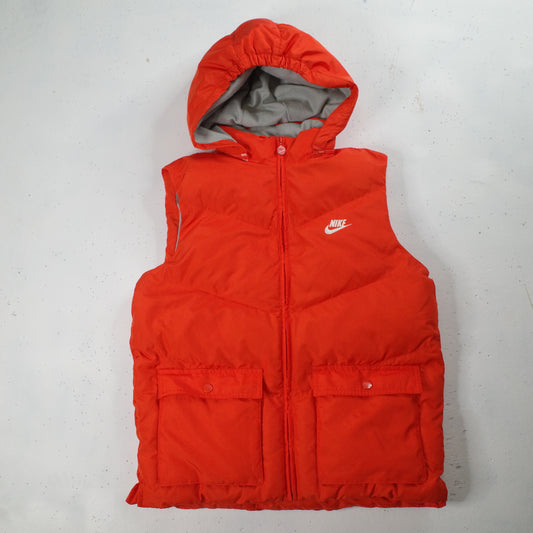 Vintage Nike Athletics Department Orange Puffer Track Field Detachable Hood Men's Small