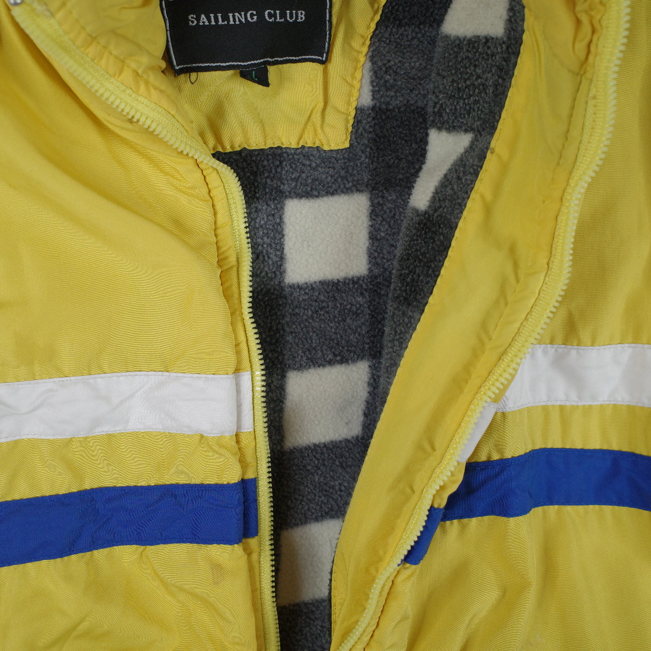 Vintage Nautica Puffer Fleece Lined Yellow Down Jacket Mens Large