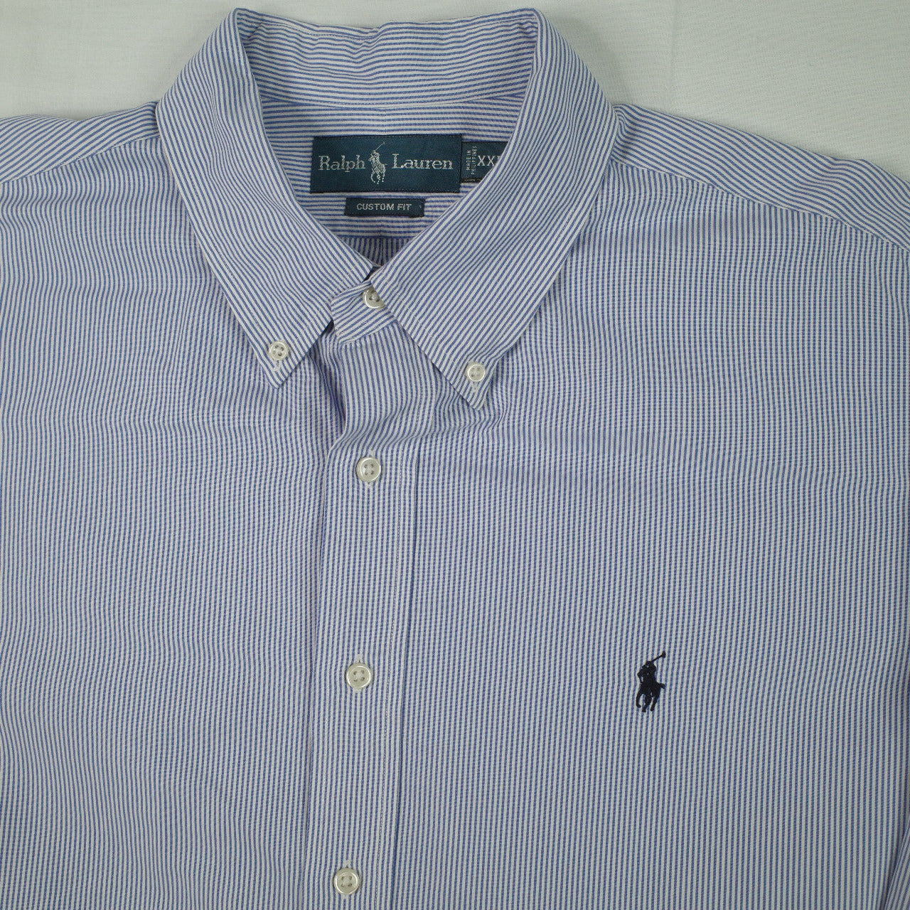 Polo Ralph Lauren Classic Fit Dress Shirt White Blue Pinstripe Button Up Mens XXL