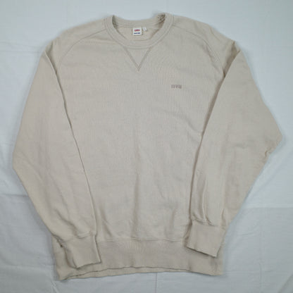 Edwin Heavy Cotton Distressed Sweatshirt Crewneck Beige Mens Large