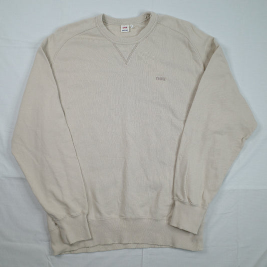 Edwin Heavy Cotton Distressed Sweatshirt Crewneck Beige Mens Large