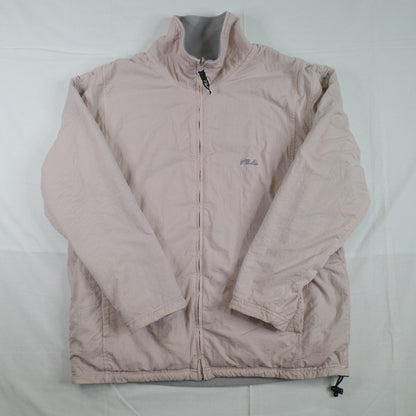 Fila Reversible Fleece Nylon Grey Faded Pink Jacket Mens Medium