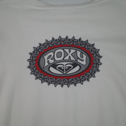 Roxy White Back Print Vintage Pullover Crewneck Womens Medium