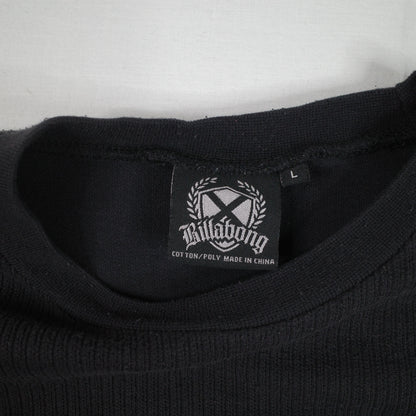 Billabong Cable Knit Black Washed Sweater Crewneck Mens Large