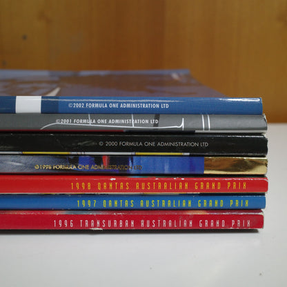 Lot of 7 Melbourne Australian Grand Prix Programs 1996 1997 1998 2000 2001 2002