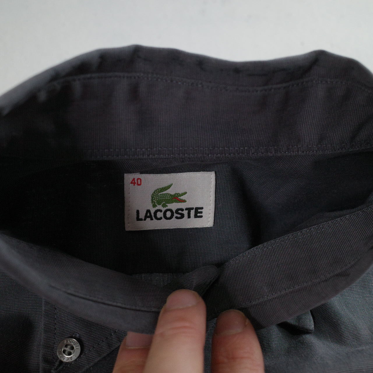 Vintage Lacoste Business Shirt Mens 40 Gray Button Down