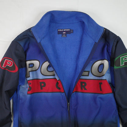 Vintage Polo Sport Ralph Lauren  Pepsi Cycling Jacket Fleece Lined RARE Mens Medium