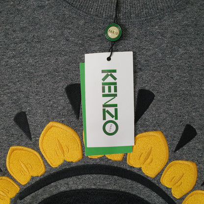 Kenzo Paris Embroidered Eye Sweatshirt Gray Crew Neck Graphic Print Mens XL NWT