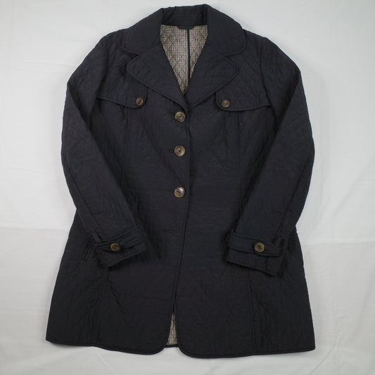 Max Mara Vintage Quilted Black Jacket Missing Buttoms Size 14