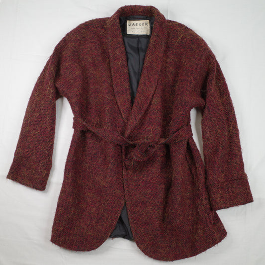Vintage 70's Chambray Boule Red Glitter Wool Jacket Coat Sz 16 L Made in Great Britain VGC