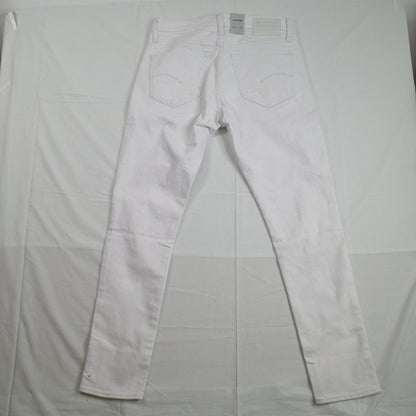 G-Star RAW 3301 Slim Jeans Mens 31x32 White Paper Destroyed Stretch Denim Pants NEW