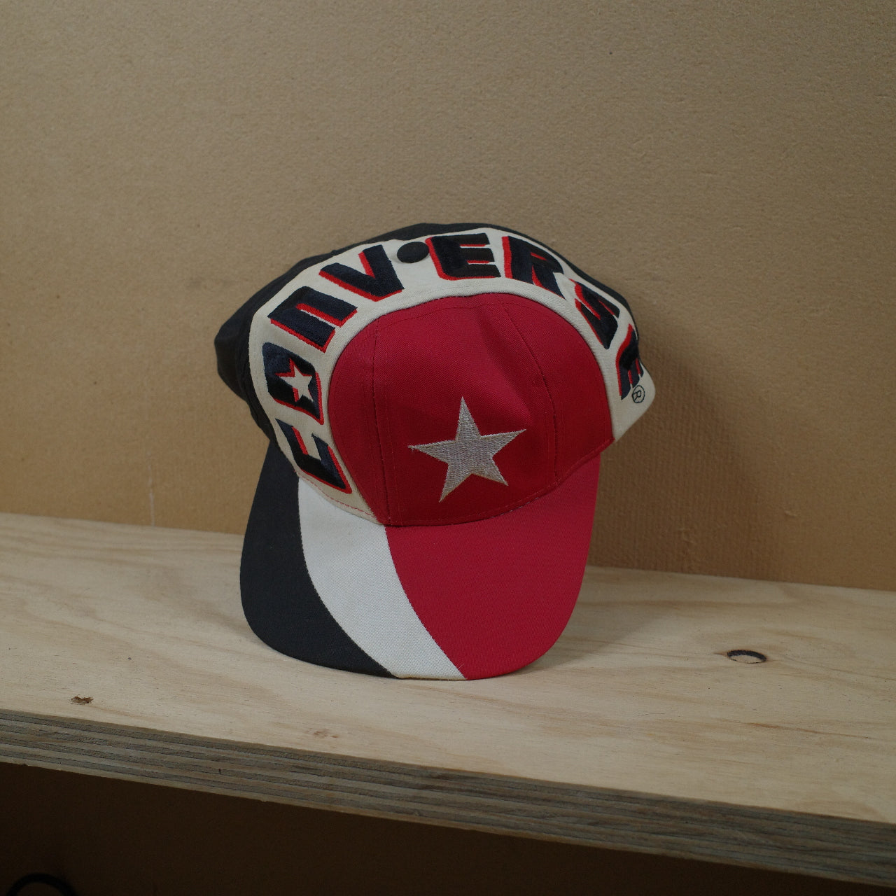 Vintage Converse Snap Back Cap Embroidered White Red Black Hat