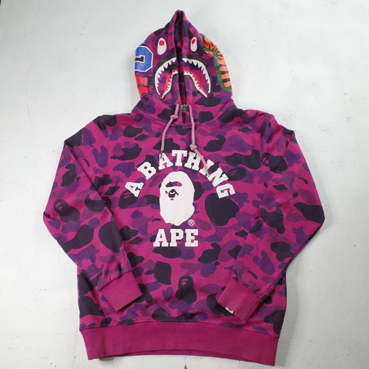 A Bathing Ape Pink Purple Camo College Pullover Hoodie Large Japan Fit