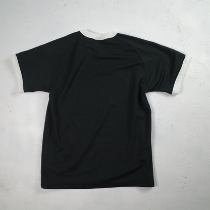 Vintage Mizuno Black Soccer Jersey Black White Ringer Short Sleeve T-Shirt Small