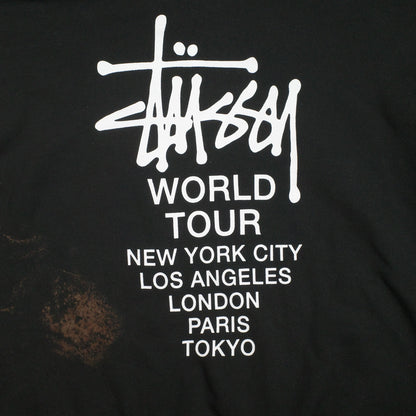 Stussy Australia Black World Tour Black Hoodie Sweater Pullover Mens Small
