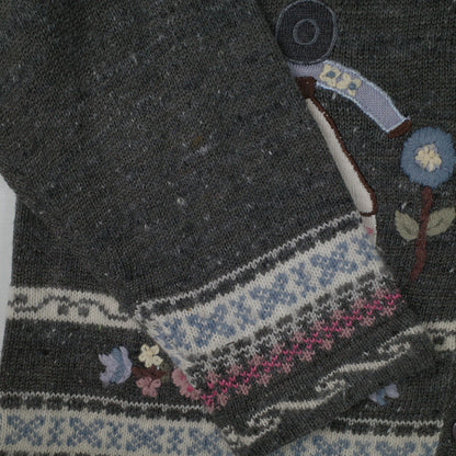 RAAM 90's Acrylic Wool Angora Farmer Love Floral Knit Sweater Cardigan Women's XL