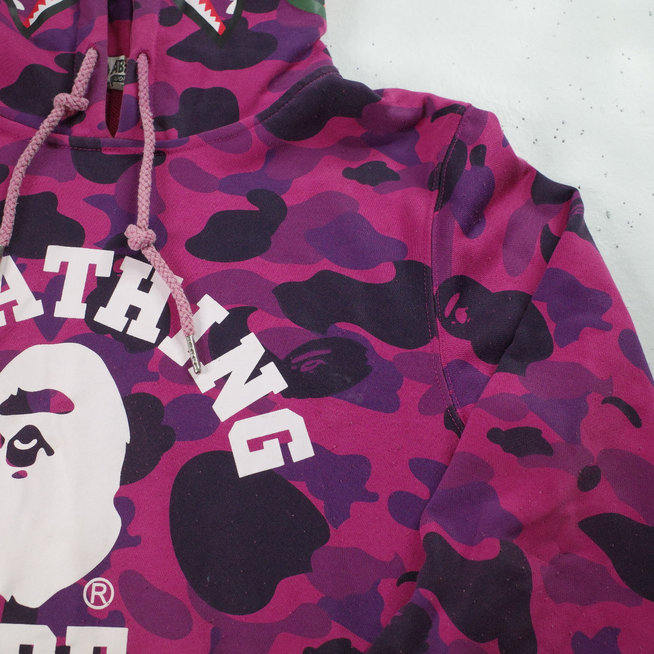 A Bathing Ape Pink Purple Camo College Pullover Hoodie Large Japan Fit