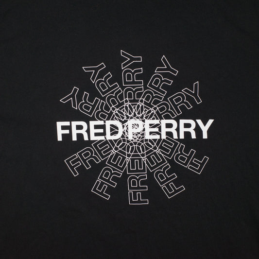 Fred Perry Mens T-Shirt Black Circle Repeat Logo Large
