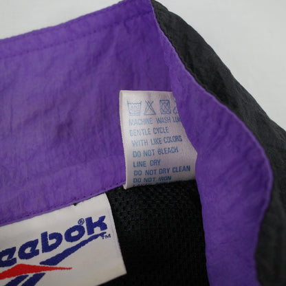 Vintage Reebok Black  Purple Track Set Zip Jacket Pants Mens Medium