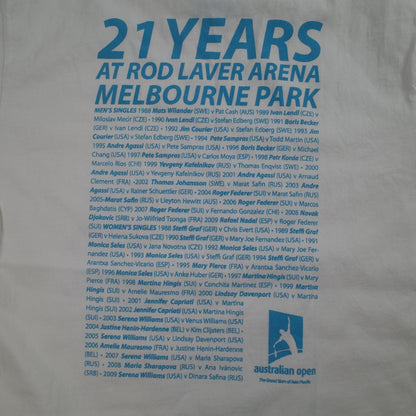 Australian Open 2010 21 Years Winner Back Print T-Shirt White Mens Small