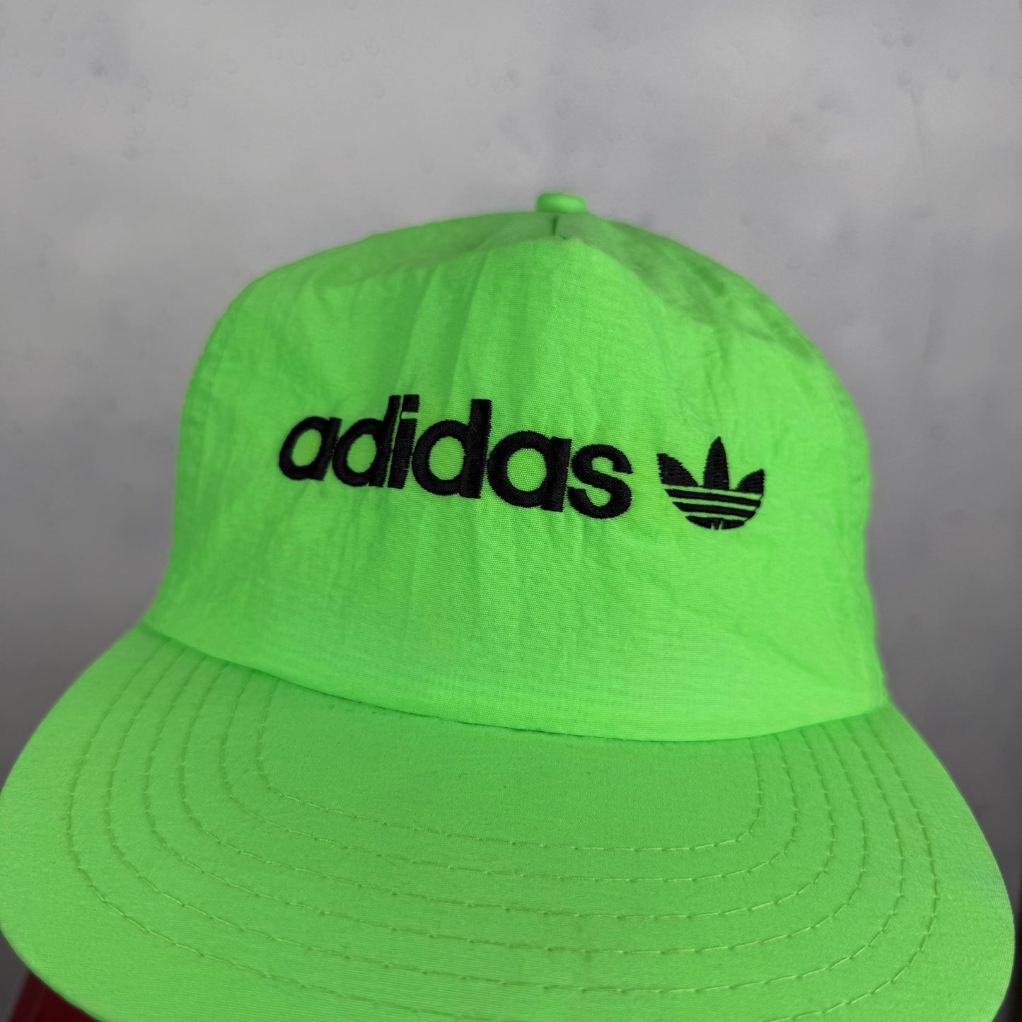 Vintage Adidas Hat Adult Neon Green Nylon Snapback Cap