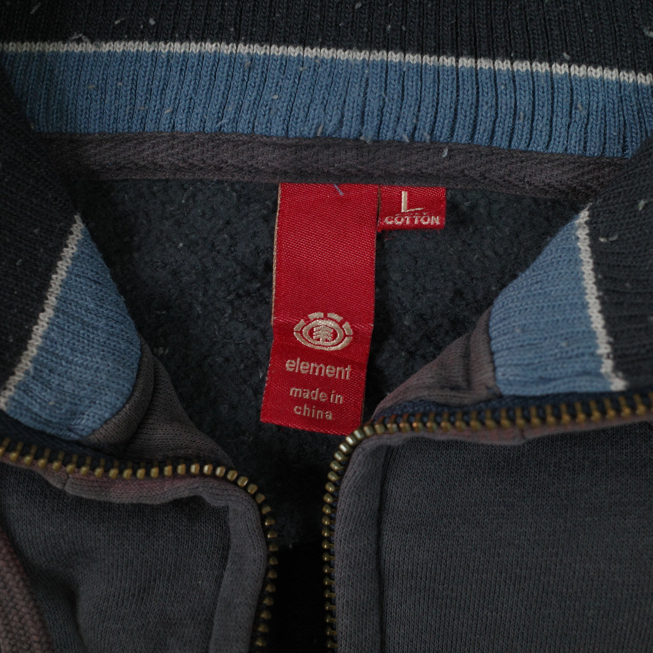 Element Zip Up Spell Out Y2K Black Hoodie Men's Large