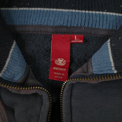 Element Zip Up Spell Out Y2K Black Hoodie Men's Large