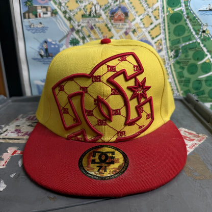 DC Shoes Fittted Cap 7 1/8 Yellow Red Embroidery Cap Hat