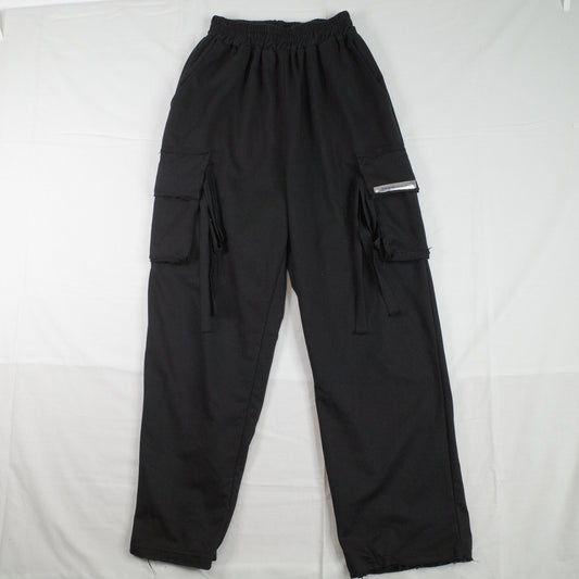 Funny Guerrilla Distressed Black Sweat Pants Uncuffed