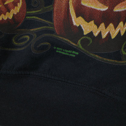 Halloween Spooky Pumpkin Graphic Print Crewneck Sweater Mens Medium